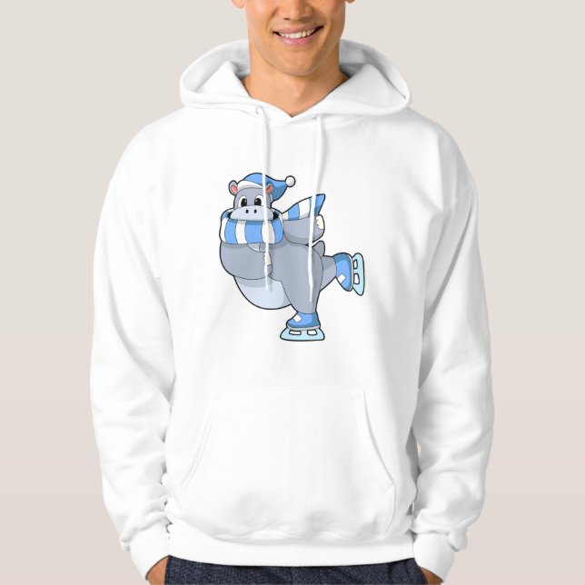 Veste À Capuche Hippo au patinage sur glace avec patins sur glace (Devant)