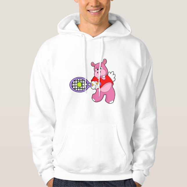 Veste À Capuche Hippo au tennis avec raquette de tennis (Devant)