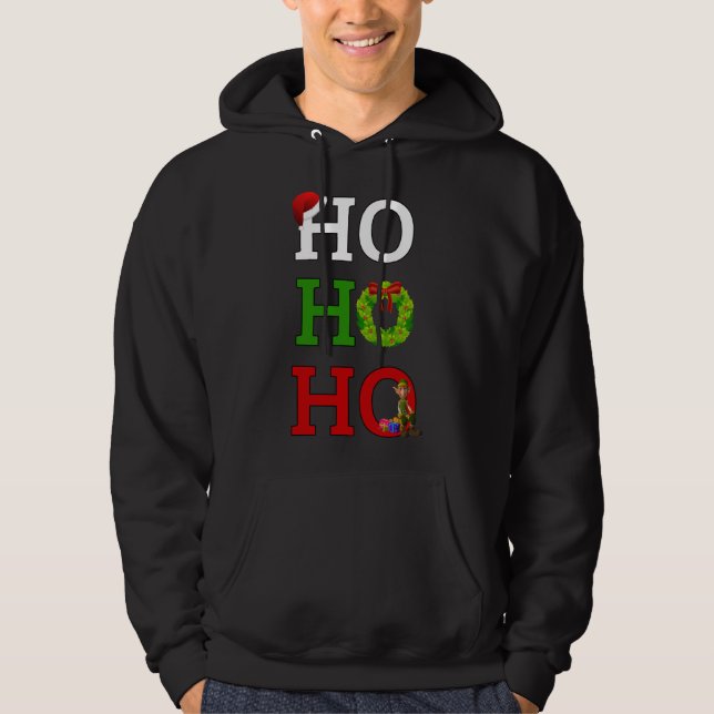 Veste À Capuche Ho Ho Ho Joyeux Elf de Noël (Devant)