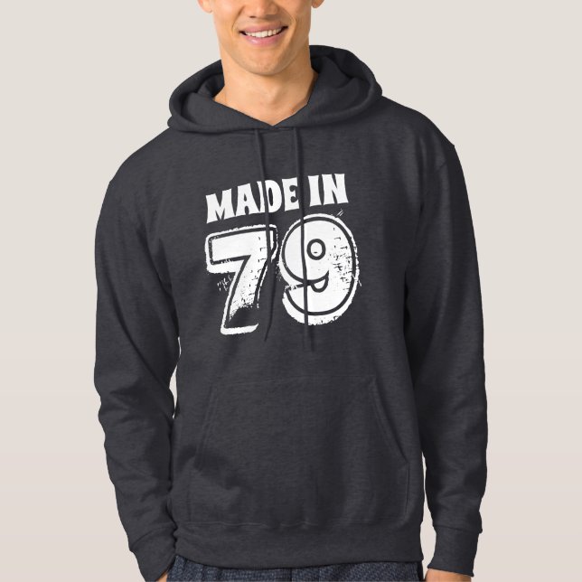 Veste À Capuche Hommes Anniversaire Année Fabriqué en 79 Revêtemen (Devant)