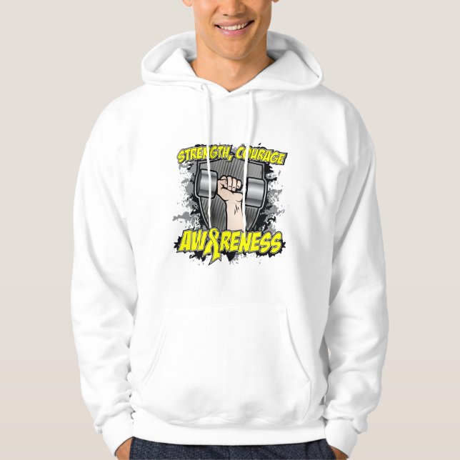 Veste À Capuche Hommes de courage de force de Cancer de sarcome (Devant)