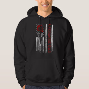 Veste À Capuche Hommes Fier Lacrosse Papa Cool Drapeau Américain U