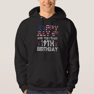 Veste À Capuche Hommes heureux 4 Juillet Et Oui C'est mon 19e anni
