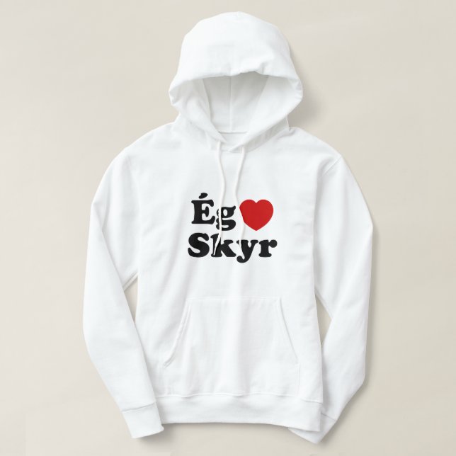 Veste À Capuche I Heart (Love) Skyr [Ég Elska Skyr] Islandais (Design devant)