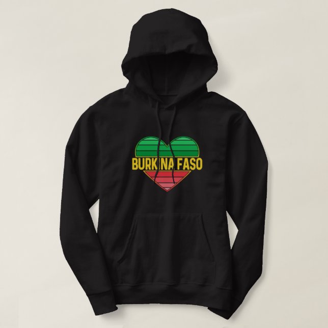 Veste À Capuche I Love Burkina Faso, Heart Burkinabè (Design devant)