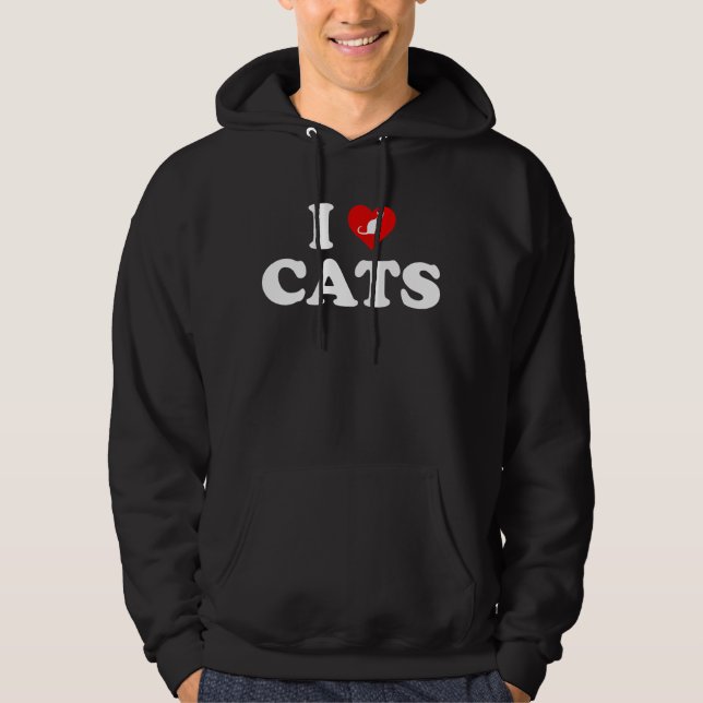 Veste À Capuche I Love (Coeur) Chats (Devant)