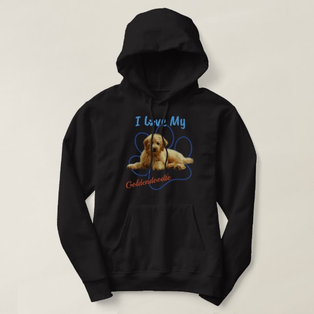 Veste À Capuche I Love My Goldendoodle Best Dog Lover Paw Print! (Design devant)