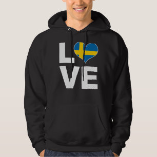 Veste À Capuche I Love Suède Coeur Drapeau Suède