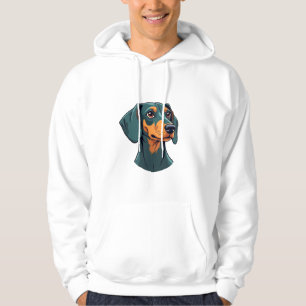 Veste À Capuche Illustration d'art rétro de portrait de teckel vin