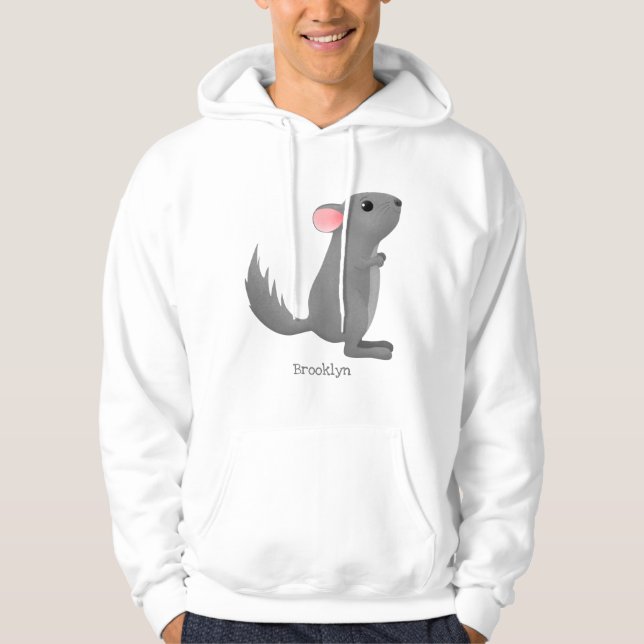 Veste À Capuche Illustration de chinchilla gris mignon (Devant)