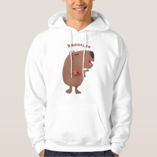 Veste À Capuche Illustration de dessin animé de capybara ukulele