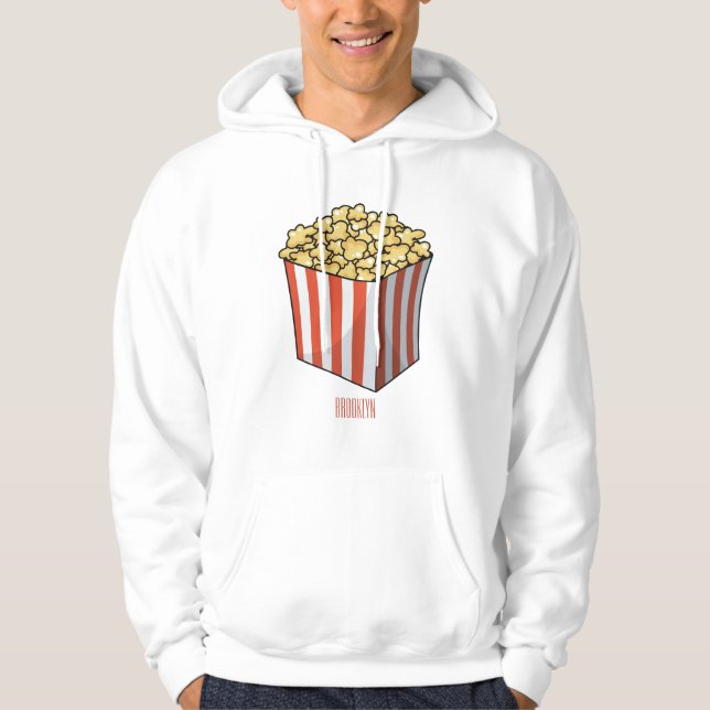 Veste À Capuche Illustration de dessin animé Popcorn (Devant)