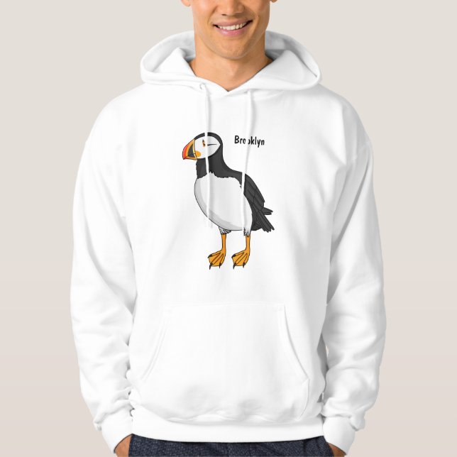 Veste À Capuche Illustration de macareux de l'Atlantique (Devant)