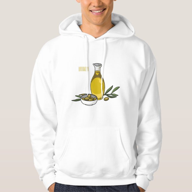 Veste À Capuche Illustration d'huile d'olive (Devant)