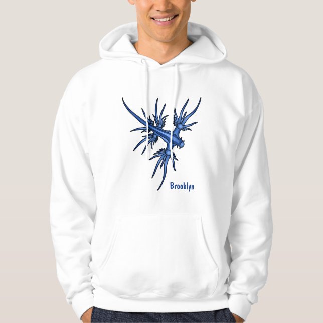 Veste À Capuche Illustration du dragon bleu des limaces de mer (Devant)