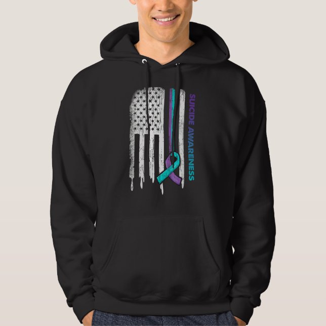Veste À Capuche Indicateur Usa Purple et Turquoise Ribbon Sensibil (Devant)