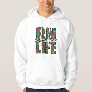 Veste À Capuche Infirmière diplômée RN Life Floral Vector Design_1