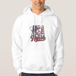 Veste À Capuche Infirmière Patriotique USA Cœur Stéthoscope Chemis