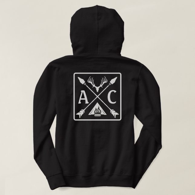 Veste À Capuche Initiales Antlers Flèches Extérieur Aventure (Design dos)