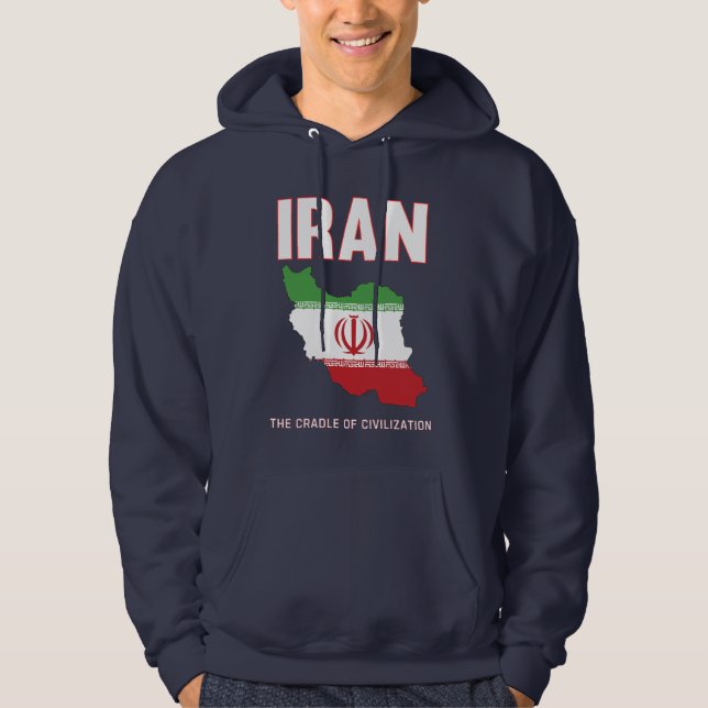 Veste À Capuche Iran Pride Carte du drapeau iranien Perse (Devant)