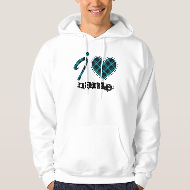 Veste À Capuche J'adore... Coeur, plaid (Devant)