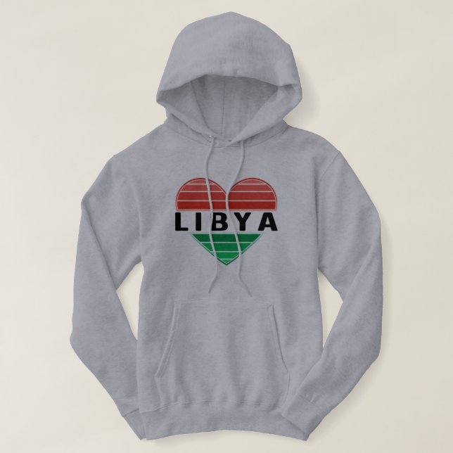Veste À Capuche J'aime la Libye, le coeur libyen (Design devant)