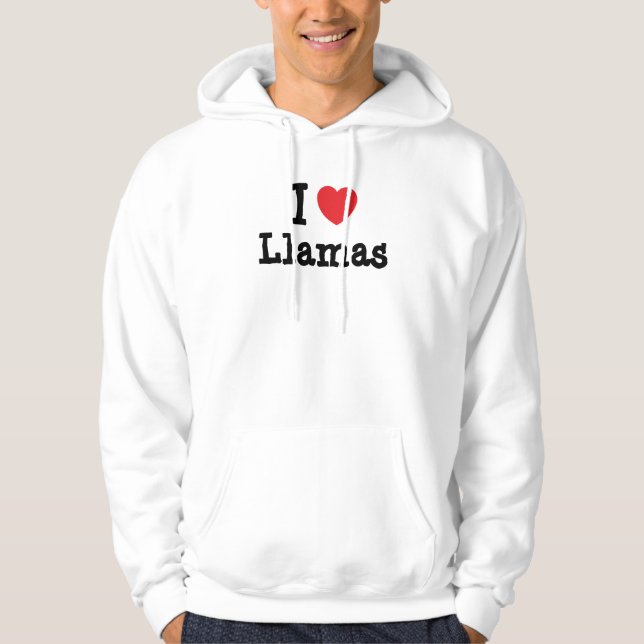 Veste À Capuche J'aime le coeur Llamas personnalisé (Devant)