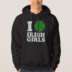 Veste À Capuche J'aime les filles irlandaises Shamrock Heart St Pa