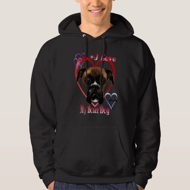 Veste À Capuche J'aime ma chemise de chien de boxeur (Devant)
