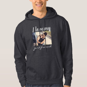 Veste À Capuche J'aime ma petite amie couples photo gris foncé