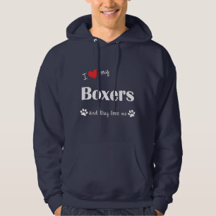 Veste À Capuche J'aime mes boxeurs (les chiens multiples)