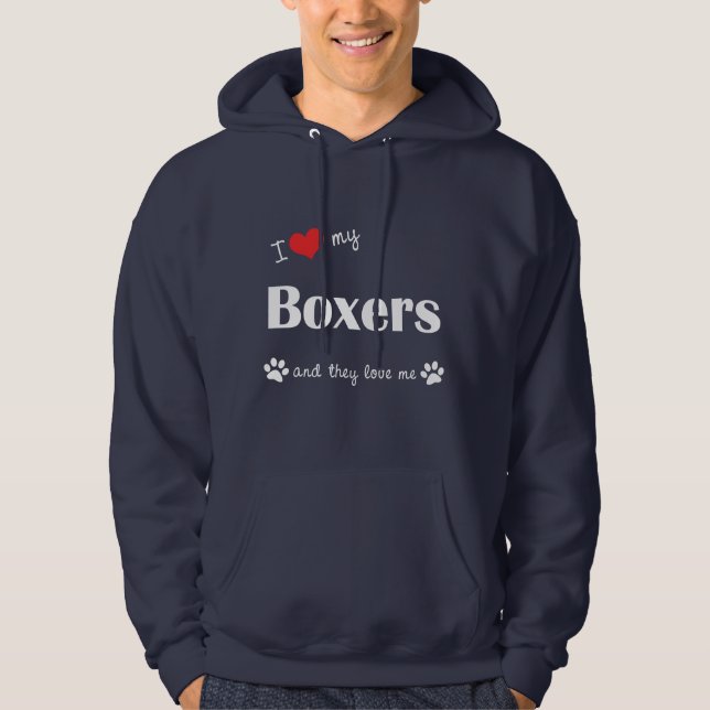Veste À Capuche J'aime mes boxeurs (les chiens multiples) (Devant)