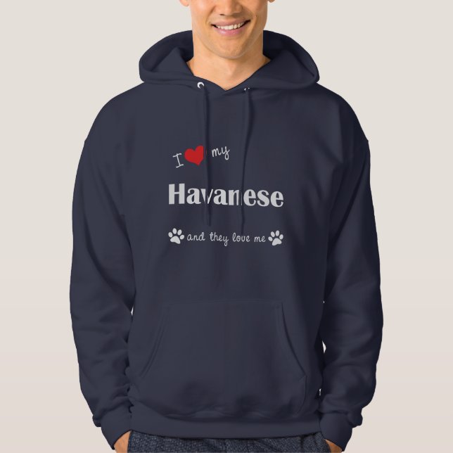 Veste À Capuche J'aime mon Havanese (les chiens multiples) (Devant)