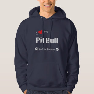 Veste À Capuche J'aime mon pitbull (le chien femelle)