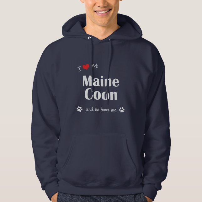 Veste À Capuche J'aime mon ragondin du Maine (le chat masculin) (Devant)