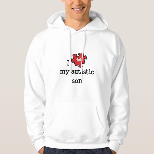 Veste À Capuche J'aime mon sweatshirt à capuchon de fils autiste (Devant)