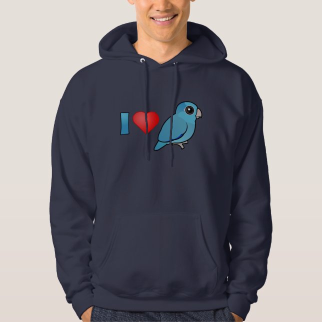 Veste À Capuche J'aime Parrotlets Pacifique (bleu) (Devant)