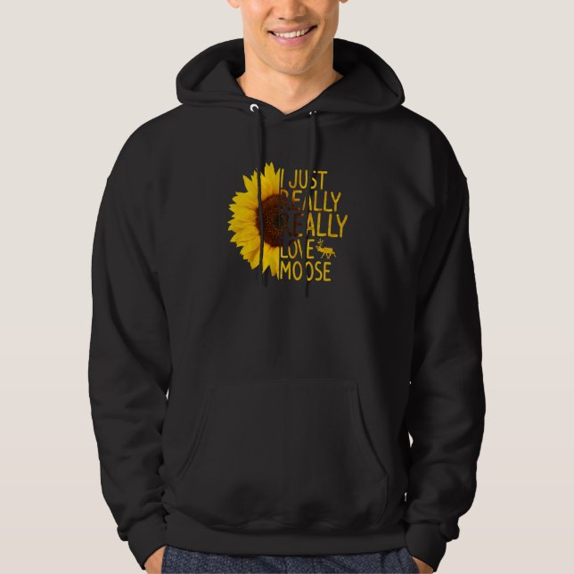 Veste À Capuche J'Aime Vraiment Moose Women Men Deer Elk Sunfl (Devant)
