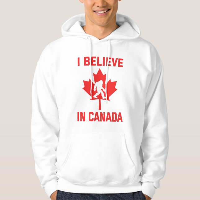Veste À Capuche Je Crois Au Canada - Bigfoot Drôle (Devant)