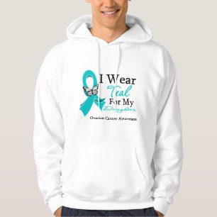 Veste À Capuche Je porte le Cancer ovarien de fille turquoise de