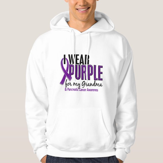 Veste À Capuche Je porte le pourpre pour mon Cancer pancréatique (Devant)