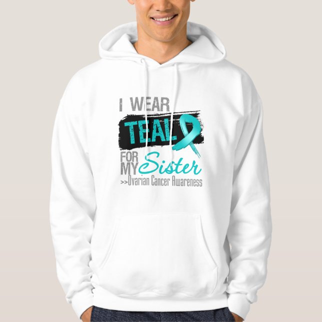 Veste À Capuche Je porte le ruban turquoise pour mon Cancer (Devant)