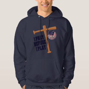 Veste À Capuche Je prie avant de jouer au baseball
