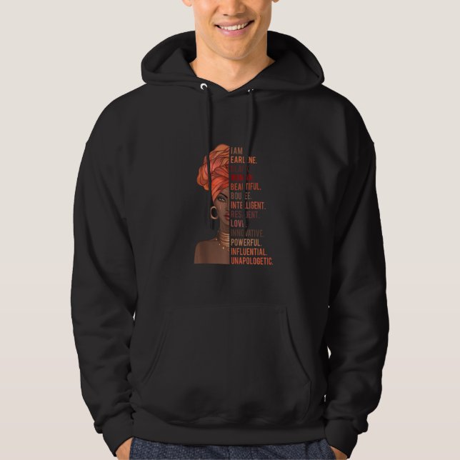 Veste À Capuche Je suis Earlene Black Woman Histoire Mois 2020 Fie (Devant)