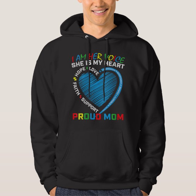 Veste À Capuche Je suis sa voix elle est mon coeur Sensibilisation (Devant)