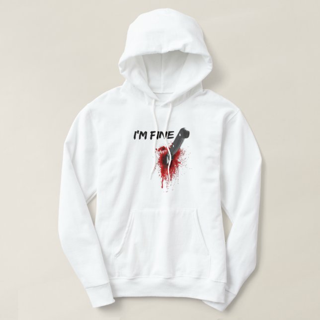 Veste À Capuche Je suis très sanglante (côté arrière) T-shirt (Design devant)