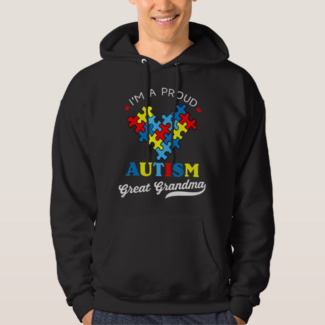 Veste À Capuche Je suis une fière autisme grand grand grand-mère - (Devant)