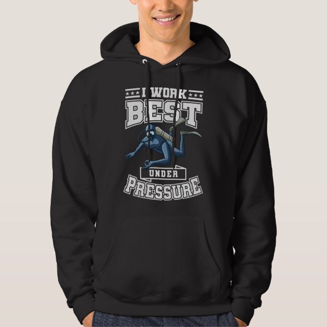 Veste À Capuche Je travaille le mieux sous pression Diver Commerci (Devant)