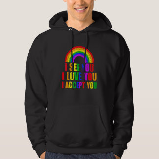 Veste À Capuche Je Vois Je T'Aime Je T'Accepte - Lgbtq Ally Gay Pr