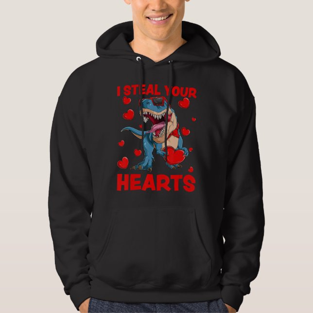 Veste À Capuche Je Vole Vos Coeurs T-Rex Lover Dinosaure Valentine (Devant)